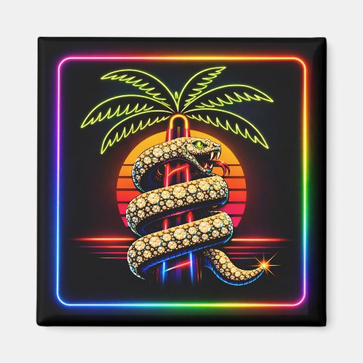 Neon Miami Nights Diamanten luxe Magneet (Voorkant)