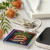 Neon Miami Nights Diamanten luxe Sleutelhanger (Voorkant Rechts)