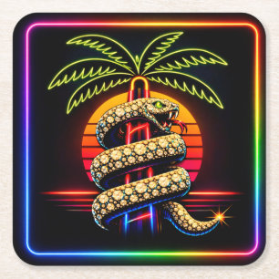 Neon Miami Nights Diamanten pracht Luxe  Kartonnen Onderzetters
