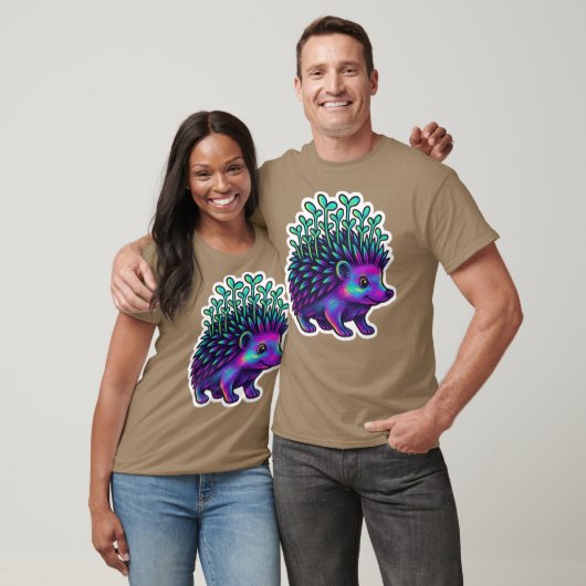 Neon Microgreen Hedgehog Psychedelic Animal Art Mi T-shirt (Unisex)
