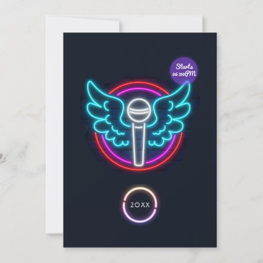 Neon Microphone Graduation Party Uitnodiging (Voorkant)