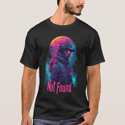 Neon Militaire Futuristische Explorer Night Scene T-shirt (Voorkant)