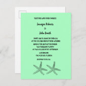 Neon Mint 2020 Starfish Patronen Elegant Wedding Uitnodiging Briefkaart (Voorkant / Achterkant)