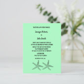 Neon Mint 2020 Starfish Patronen Elegant Wedding Uitnodiging Briefkaart (Staand voorkant)