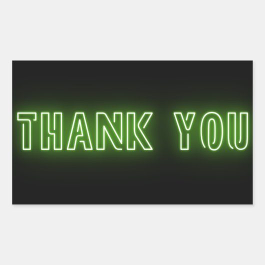Neon Mint Green Sign Trendy Dank u Rechthoekige Sticker (Voorkant)