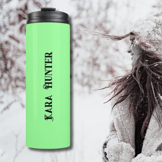 Neon Mint Kleur | Modern zwart gepersonaliseerd sc Thermosbeker