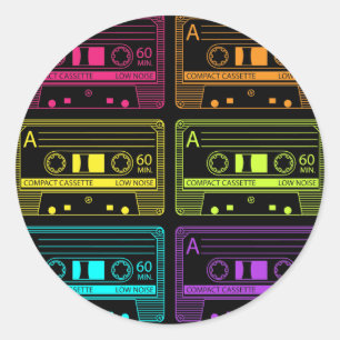 Neon Mix Tapes Ronde Sticker