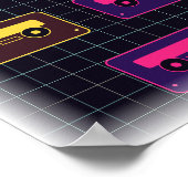 Neon Mixtape Patroon - Retro Cassettebandje Print (Hoek)