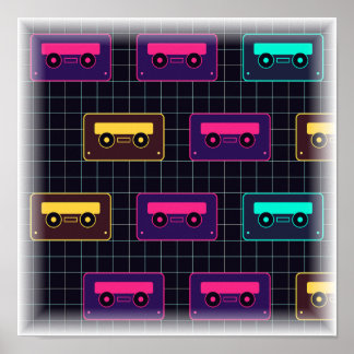 Neon Mixtape Patroon - Retro Cassettebandje Print