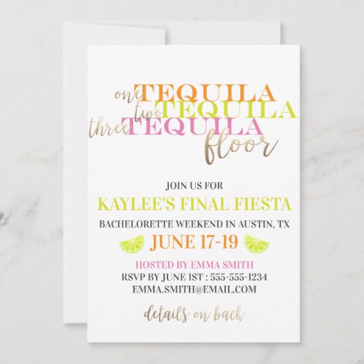 Neon Modern Final Fiesta Bachelorette Weekend Kaart (Voorkant)