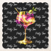 Neon Modern Party Time gepersonaliseerd Kartonnen Onderzetters (Voorkant)