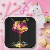 Neon Modern Party Time gepersonaliseerd Papieren Bordje (Feest)
