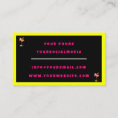 Neon Modern Party Time gepersonaliseerde professio Visitekaartje (Achterkant)