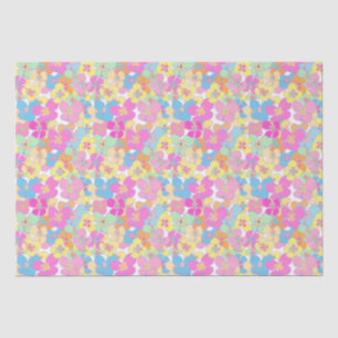 Neon Modern Retro Bloemen Pansy Roze Tissuepapier