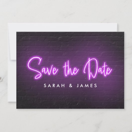 Neon Modern slaat de datum op Save The Date (Voorkant)