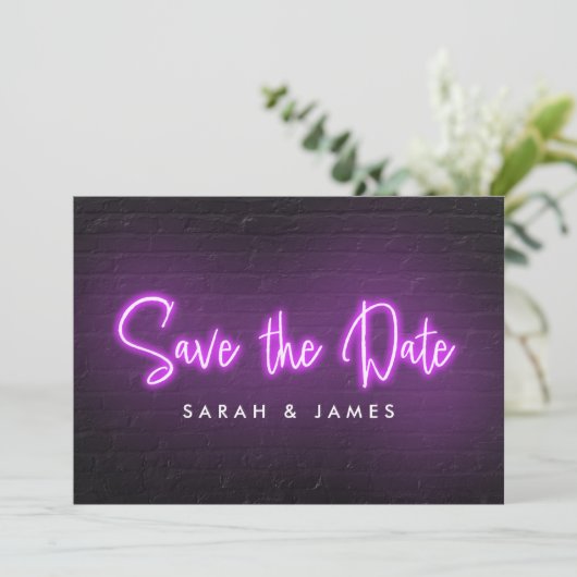 Neon Modern slaat de datum op Save The Date (Staand voorkant)