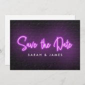 Neon Modern slaat de datum op Save The Date (Voorkant / Achterkant)