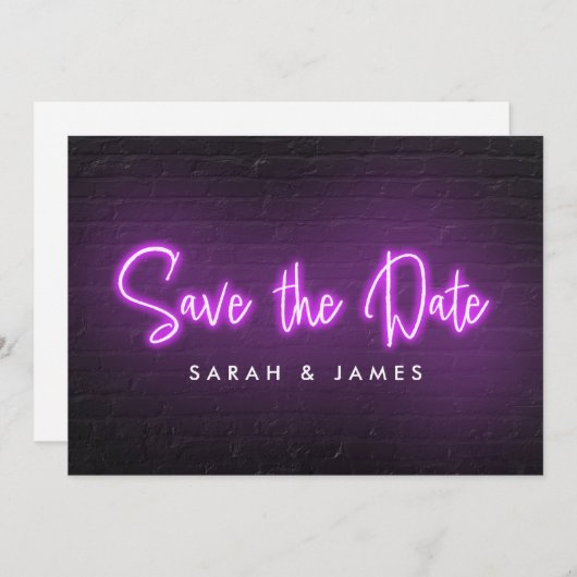 Neon Modern slaat de datum op Save The Date (Voorkant / Achterkant)