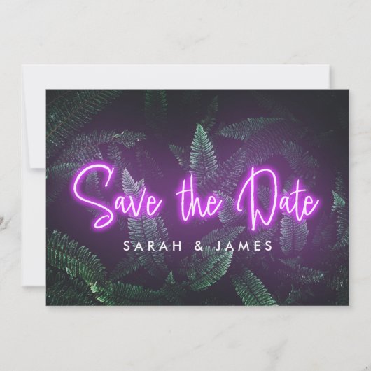 Neon Modern Tropical Greenery Save the Date (Voorkant)