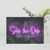 Neon Modern Tropical Greenery Save the Date (Staand voorkant)