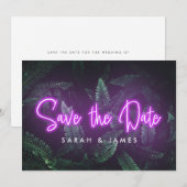 Neon Modern Tropical Greenery Save the Date (Voorkant / Achterkant)