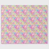 Neon Moderne Retro Bloemen Pansy Cadeaupapier (Vlak)