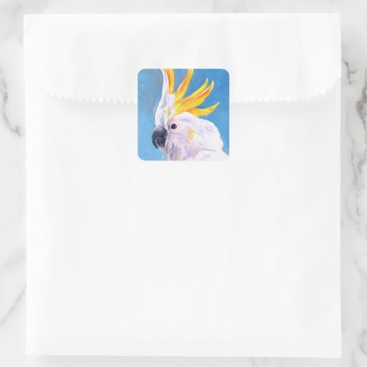 Neon Mohawk - Cockato Vierkante Sticker (Tas)