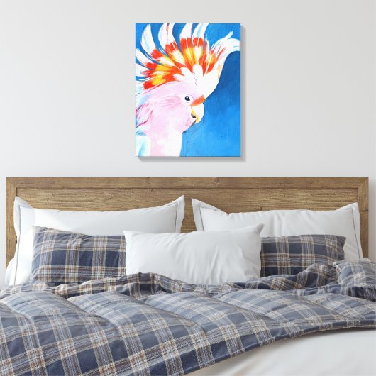 Neon Mohawk - Roze Cockato Canvas Afdruk (Insitu (Slaapkamer))