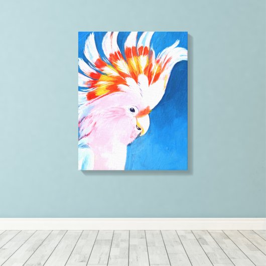 Neon Mohawk - Roze Cockato Canvas Afdruk (Insitu (Houten vloer))