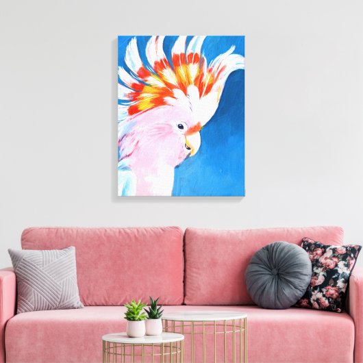 Neon Mohawk - Roze Cockato Canvas Afdruk (Insitu (Woonkamer))