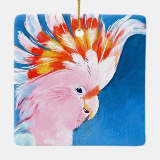 Neon Mohawk - Roze Cockato Keramisch Ornament (Achterkant)