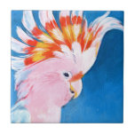 Neon Mohawk - Roze Cockato Tegeltje<br><div class="desc">Neon Mohawk II van Jennifer Paxton Parker. Een roze cockatoo maakt een leuke, neonkleurige mohawk. | 162733Z</div>