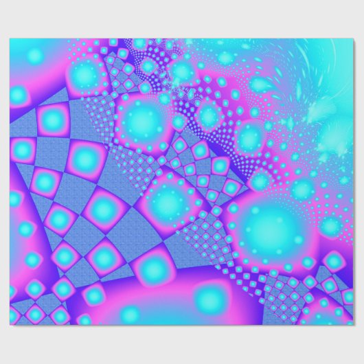 Neon Molecules Psychedelic Fractal Cadeaupapier (Vlak)
