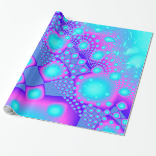 Neon Molecules Psychedelic Fractal Cadeaupapier