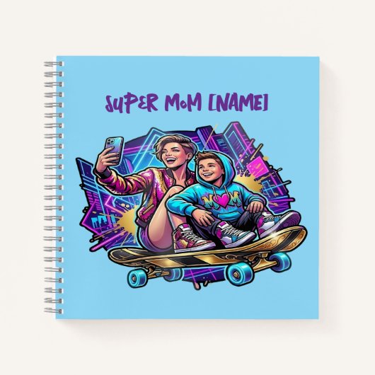 Neon Mom & Son Spiral Notebook Notitieboek (Voorkant)