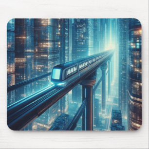 Neon Monorail Skyline Muismat