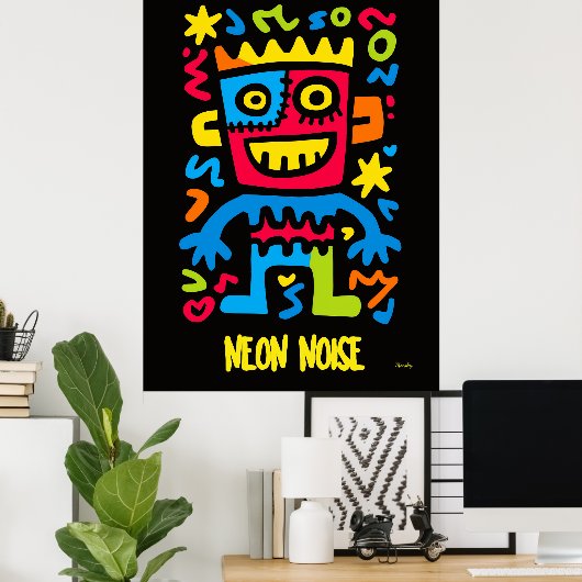 Neon Monster Poster – Pop Art Halloween Design (Thuiskantoor)