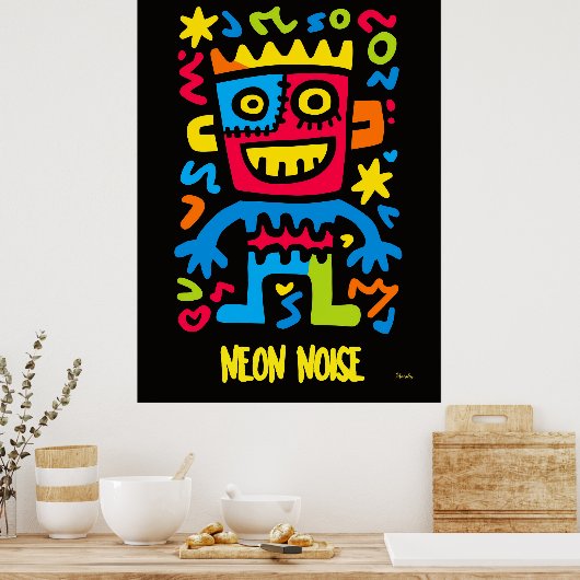 Neon Monster Poster – Pop Art Halloween Design (Keuken)
