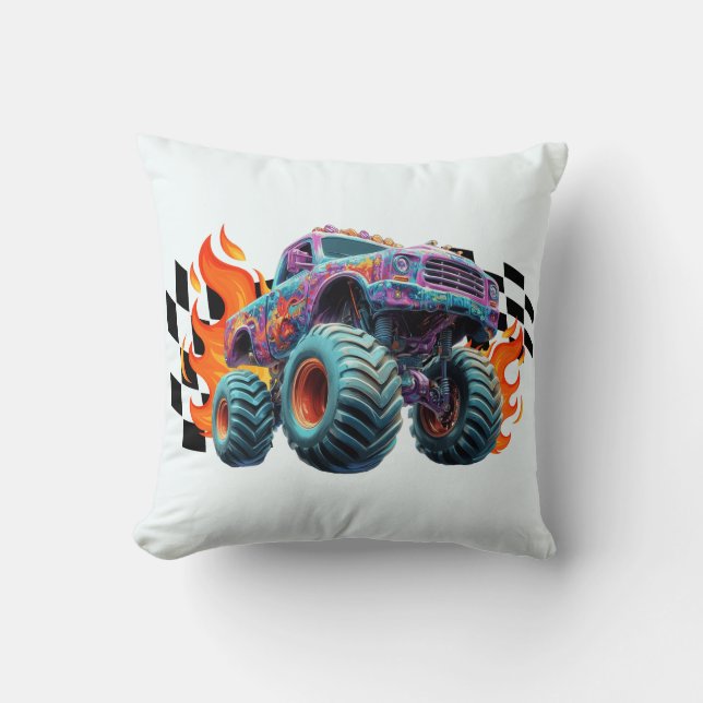 Neon Monster Truck Blaze Kussen (Voorkant)
