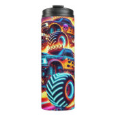 Neon Monster Truck Racing Flames Thrill Thermosbeker (Voorkant)