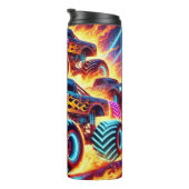 Neon Monster Truck Racing Flames Thrill Thermosbeker (Geroteerd rechts)