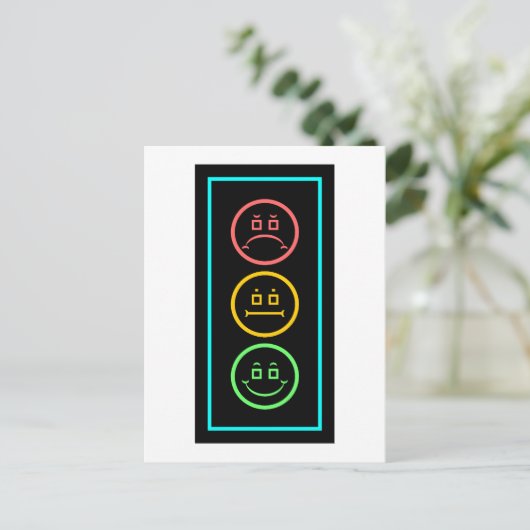 Neon Moody Stoplight Briefkaart (Staand voorkant)