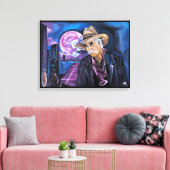 Neon Moon Painting by Alfred Fox Canvas Afdruk (Insitu (Woonkamer))
