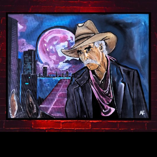 Neon Moon Painting by Alfred Fox Canvas Afdruk