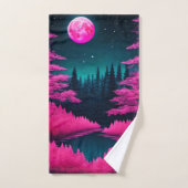 Neon Moonlit Forest Fantasy Art Bad Handdoek (Handdoek)