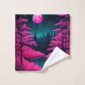 Neon Moonlit Forest Fantasy Art Bad Handdoek (Wasdoekje)