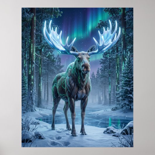 Neon Moose Boreal Grid Poster (Voorkant)
