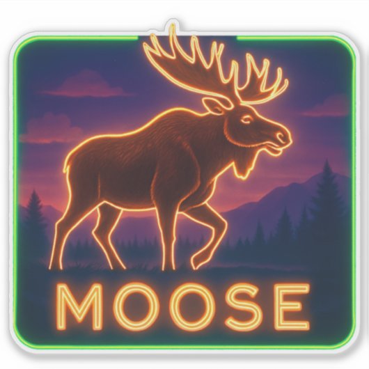 Neon Moose Sticker (Voorkant)