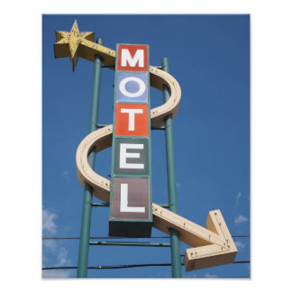 Neon Motel Sign - Pueblo Colorado Foto Afdruk
