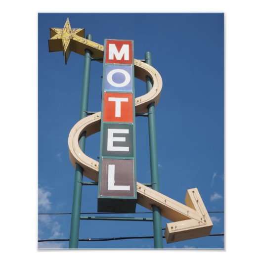  Neon Motel Sign - Pueblo Colorado Foto Afdruk (Voorkant)